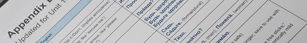 An appendix in the Russian student binder